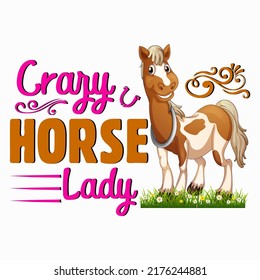 Crazy horse Lady Horse t shirt and mug design vector illustration