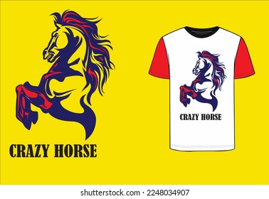 Crazy horse t shirt design . Its a vector t shirt design. making a horse different type of colour combination. classical t shirt design.