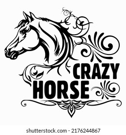 Crazy horse Horse t shirt and mug design vector illustration