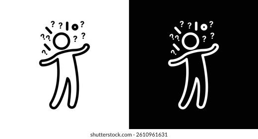 Crazy human icon Vector isolated outline drawing.