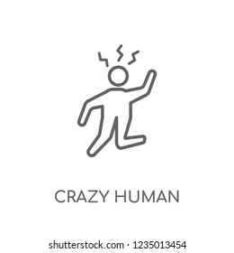 crazy human linear icon. Modern outline crazy human logo concept on white background from Feelings collection. Suitable for use on web apps, mobile apps and print media.