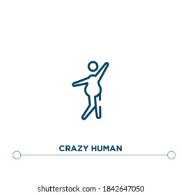 crazy human outline vector icon. simple element illustration. crazy human outline icon from editable feelings concept. can be used for web and mobile
