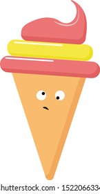 Crazy ice cream, illustration, vector on white background.
