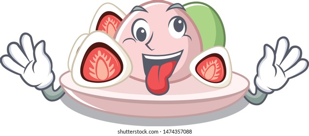 Crazy ichigo daifuku served on mascot bowl