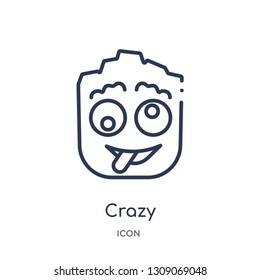 crazy icon from smiles outline collection. Thin line crazy icon isolated on white background.
