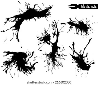 Crazy ink blots. Vector illustration.