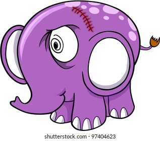 Crazy Insane Elephant Vector Illustration Art