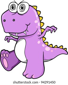 Crazy Insane Purple Dinosaur T-Rex Vector Illustration Art