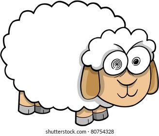 Cartoon Happy Lamb Sitting On Grass Stock Vector (Royalty Free) 1461627380