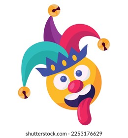 icono de historieta de la cara de emoticono de broma loca