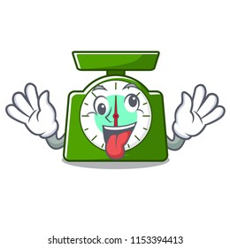 Crazy kitchen scale mascot cartoon