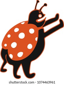 Crazy ladybug standing in a strange pose