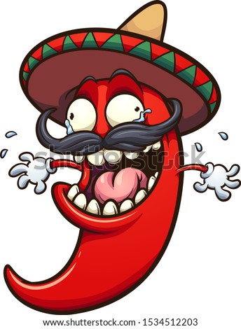 Crazy laughing and crying Mexican chili pepper clip art. Vector illustration with simple gradients. All in a single layer. 
