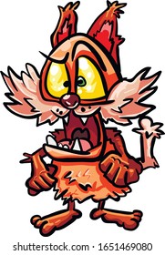 Crazy laughing lynx. Cartoon vector.