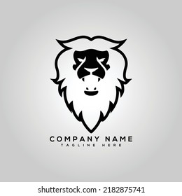 Crazy Lion logo design template image
