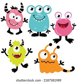 Crazy little monster vector cartoon illustration