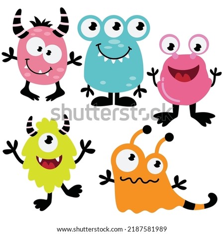 Crazy little monster vector cartoon illustration