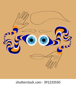 crazy look, light optical illusion