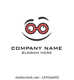 crazy looking maniac wearing glasses logo