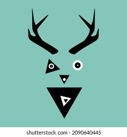 Crazy looking reindeer vector head illustration