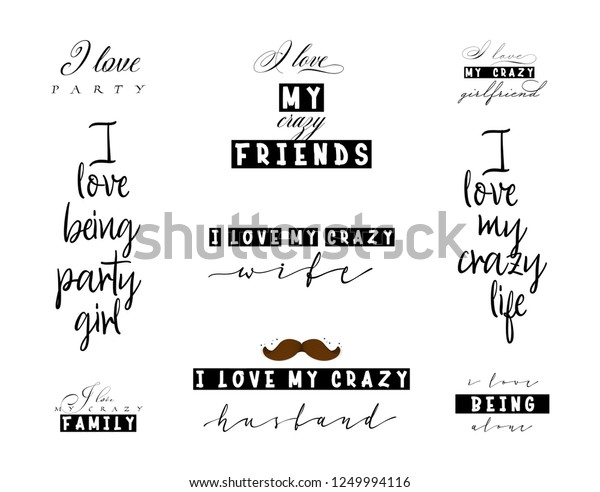 Crazy Love Quotes Tshirt Posters Slogans Stock Vector