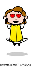 Crazy Lover - Retro Office Girl Employee Cartoon Vector Illustration﻿