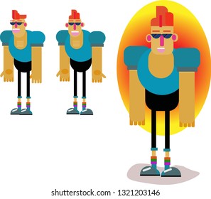 Crazy man cartoon character