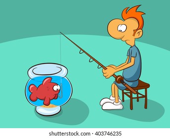 Crazy man catches a fish house.