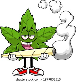 Crazy Marijuana Leaf Cartoon Character Holding Stock Vector (Royalty ...