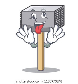 Crazy meat hammer utensil isolated on mascot