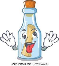 Crazy message in bottle with shape mascot