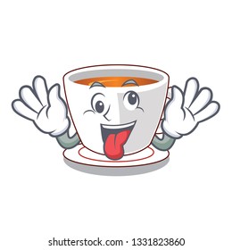 Crazy mint tea in a cartoon cup