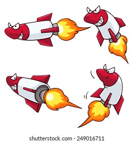 Crazy missile character vector illustration.