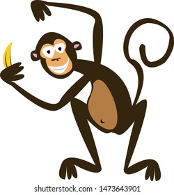 Crazy monkey eating banana.