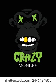 Crazy Monkey Face vector artwork