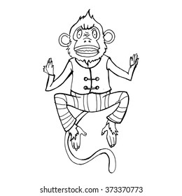 Crazy monkey. Sketched monkey. Whiteboard drawing. Vector illustration