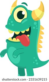 Crazy Monster Cartoon Character. Vector Illustration Flat Design Isolated On Transparent Background