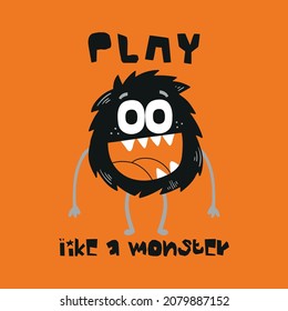crazy monster cartoon drawn as vector for print