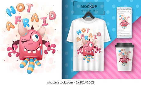 Crazy monster - poster and merchandising. Vector eps 10