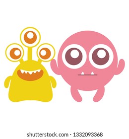 Crazy Monsters Couple Comic Characters: vector de stock (libre de