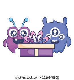 crazy monsters with gift comic characters