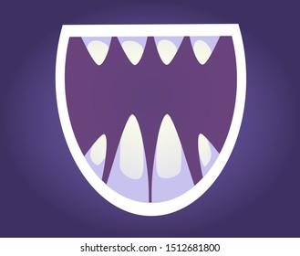Crazy monsters mouth. Animal teeth and lips