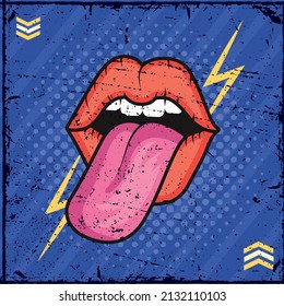 crazy mouth patch retro style