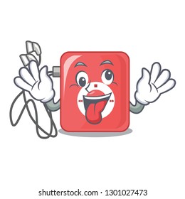 Crazy mp3 player isolated on with mascot