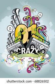 crazy music urban vector