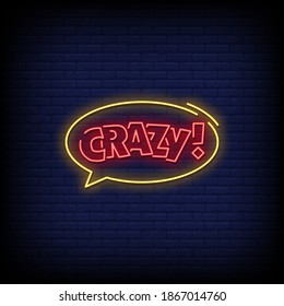 Crazy Neon Signs Style Text Vector