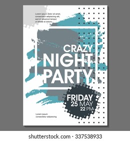 Crazy Night Party Vector Flyer Template - EPS10 Design. 