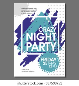 Crazy Night Party Vector Flyer Template - EPS10 Design. 