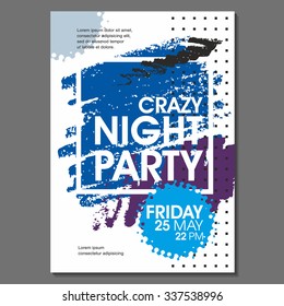 Crazy Night Party Vector Flyer Template - EPS10 Design. 