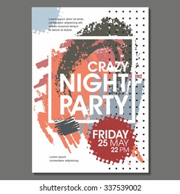 Crazy Night Party Vector Flyer Template - EPS10 Design. 